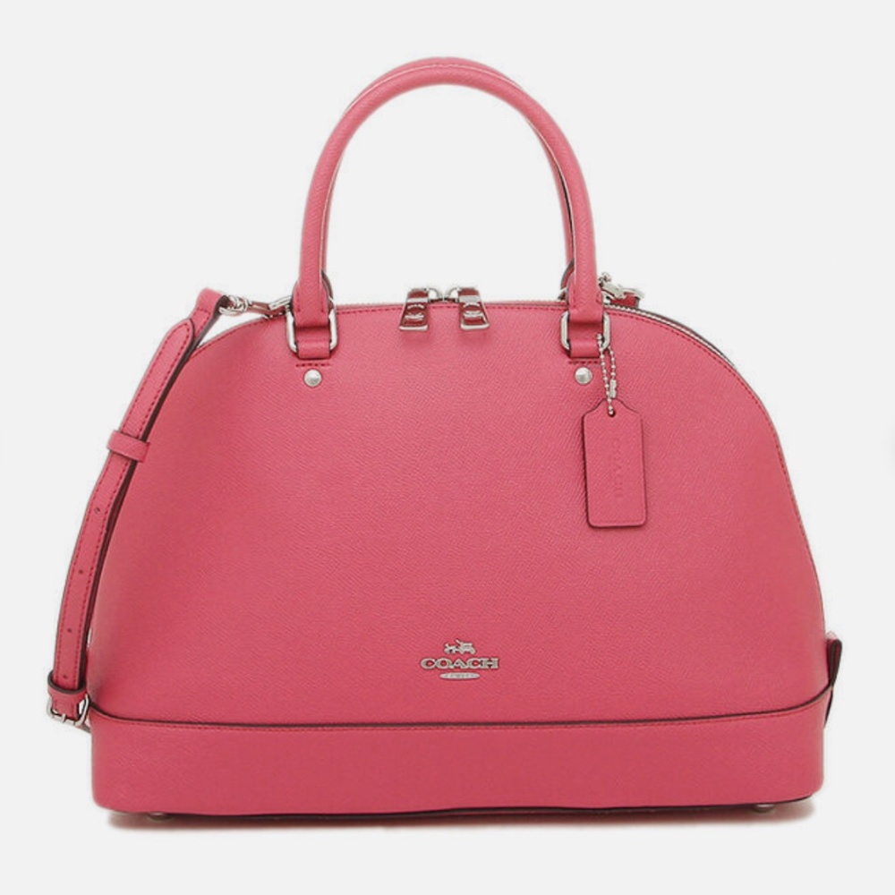 NWT Coach Sierra Satchel in Crossgrain Leather 57524 Silver / Strawberry